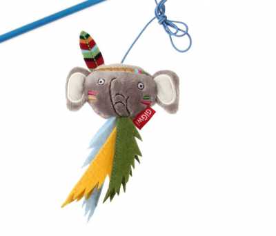 7242 Peluş Tüylü Fil Oyuncaklı Kedi Oltası
