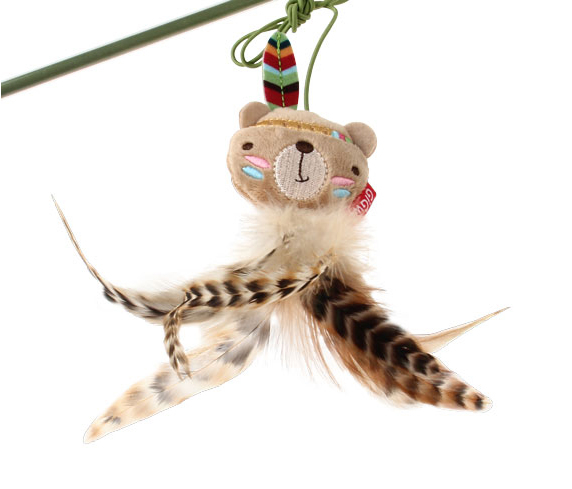 7243 Peluş Tüylü Ayı Oyuncaklı Kedi Oltası