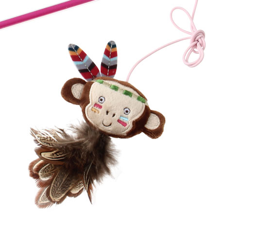 7245 Peluş Tüylü Maymun Oyuncaklı Kedi Oltası