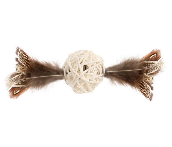 7279 Ahşap Toplu Kuş Tüylü Kedi Oyuncagı