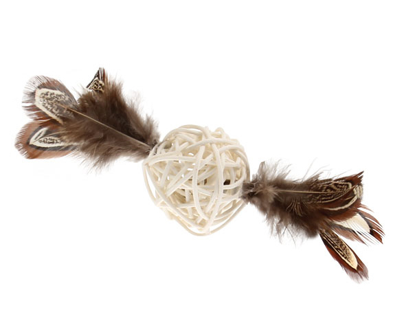 7279 Ahşap Toplu Kuş Tüylü Kedi Oyuncagı