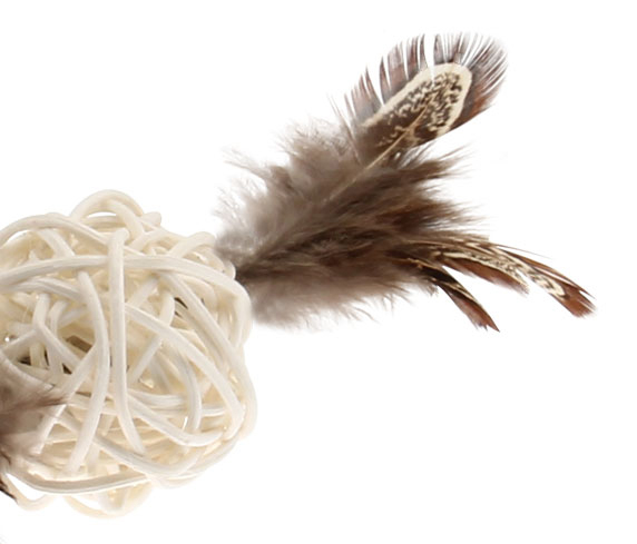 7279 Ahşap Toplu Kuş Tüylü Kedi Oyuncagı