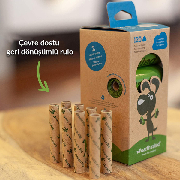 Earth Rated Dışkı Torbası Kokusuz 8 Rulo-120 Poş Earth Rated Dışkı Torbası Kokusuz 8 Rulo-120 Poş