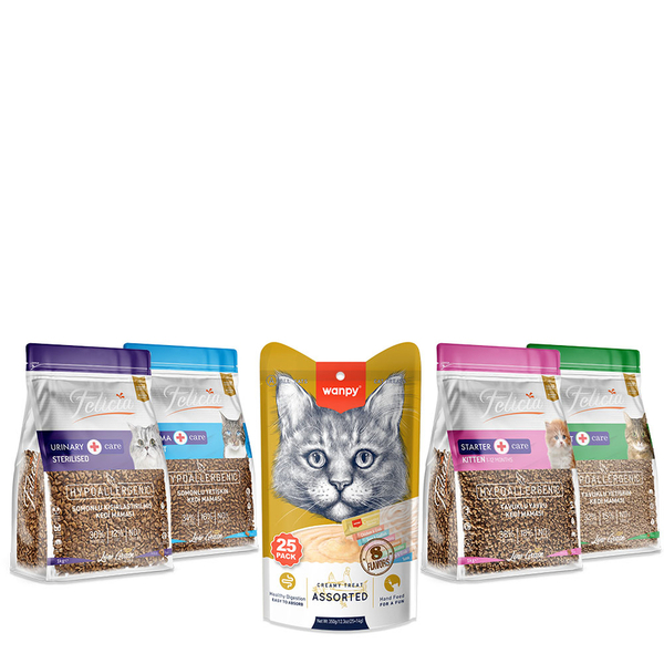 Felicia 1 Kg Mama Seti+Wanpy Mix Kedi Ödülü - MART Felicia 1 Kg Mama Seti+Wanpy Mix Kedi Ödülü - MART