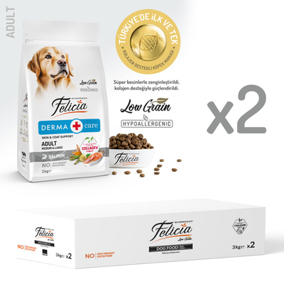 Felicia - Felicia 6 Kg (2x3 Kg) Kolajenli Somonlu Az Tahıllı M/Large Yetişkin Köpek Maması. Breed HypoAllergenic Köpek Maması Felicia - Felicia 6 Kg (2x3 Kg) Kolajenli Somonlu Az Tahıllı M/Large Yetişkin Köpek Maması. Breed HypoAllergenic Köpek Maması
