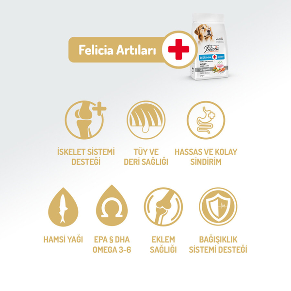 Felicia 6 Kg (2x3 Kg) Kolajenli Somonlu Az Tahıllı M/Large Yetişkin Köpek Maması. Breed HypoAllergenic Köpek Maması Felicia 6 Kg (2x3 Kg) Kolajenli Somonlu Az Tahıllı M/Large Yetişkin Köpek Maması. Breed HypoAllergenic Köpek Maması