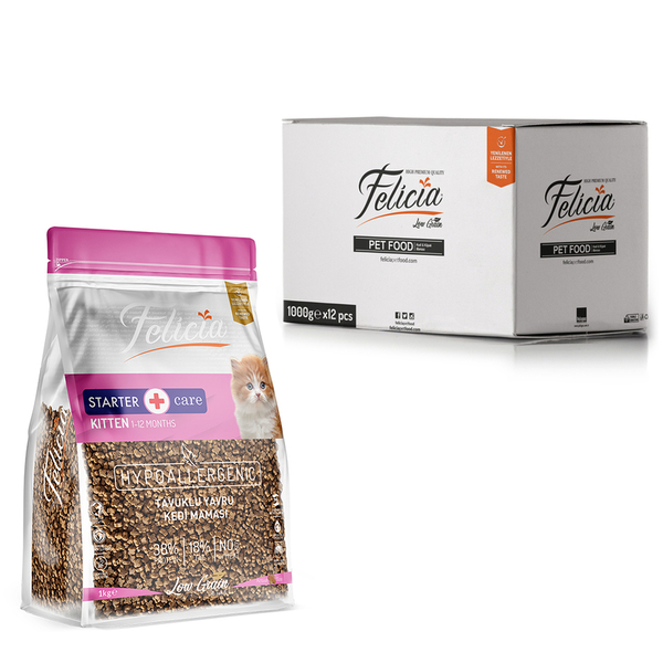 Felicia 12x1 Kg Tavuklu Az Tahıllı Yavru Kedi Maması HypoAllergenic Kedi Maması Felicia 12x1 Kg Tavuklu Az Tahıllı Yavru Kedi Maması HypoAllergenic Kedi Maması