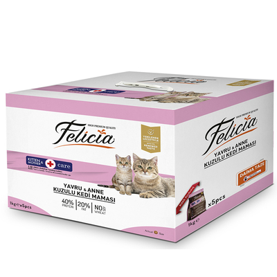 Felicia - Felicia 5x1 Kg Kuzulu Az Tahıllı Yavru Kedi Maması HypoAllergenic Kedi Maması
