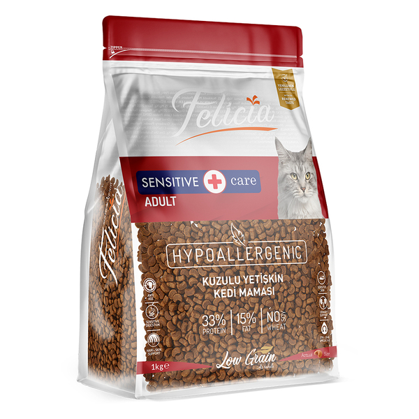 Felicia 5x1 Kg Kuzulu Az Tahıllı Yetişkin Kedi Maması HypoAllergenic Kedi Maması Felicia 5x1 Kg Kuzulu Az Tahıllı Yetişkin Kedi Maması HypoAllergenic Kedi Maması