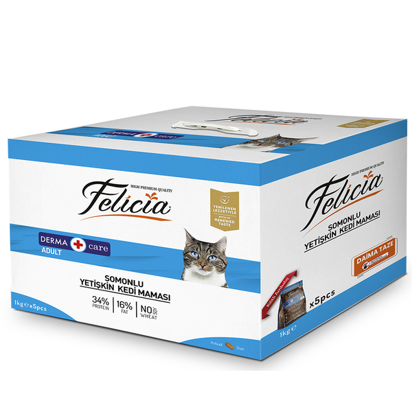 Felicia 5x1 Kg Somonlu Az Tahıllı Yetişkin Kedi Maması HypoAllergenic Kedi Maması Felicia 5x1 Kg Somonlu Az Tahıllı Yetişkin Kedi Maması HypoAllergenic Kedi Maması