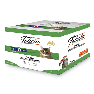 Felicia 5x1 Kg Tavuklu Az Tahıllı Yetişkin Kedi Maması HypoAllergenic Kedi Maması - Thumbnail
