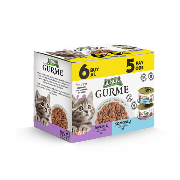 Jungle Gurme 85 g Yavru Somon-Tavuk 6 al 5 öde