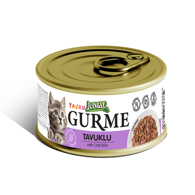 Jungle - Jungle Gurme 85 g Yavru Tavuklu Kedi Konservesi 12 Adet