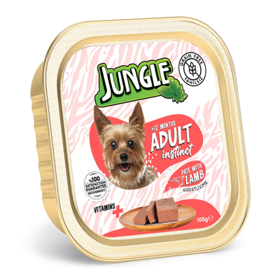 Jungle - Jungle Köpek 100g Tahılsız Kuzu Etli Pate Alucup - 16 Adet