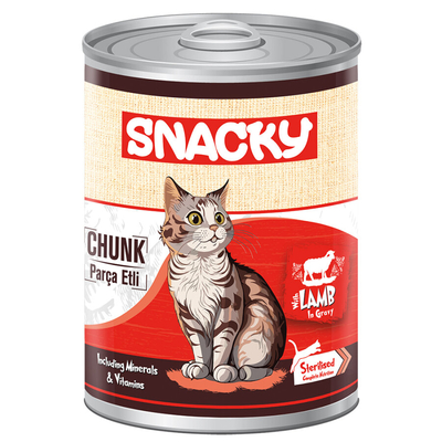 Snacky 12'li Koli-400 gr Chunk/Konserve Kuzulu Sterilised Kedi - Thumbnail