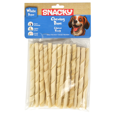 Snacky - Snacky Beyaz Köpek Burgu Çubuk 15'li *13cm *105g *10 Paket Snacky - Snacky Beyaz Köpek Burgu Çubuk 15'li *13cm *105g *10 Paket