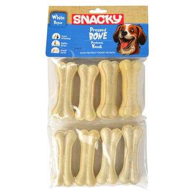 Snacky - Snacky Beyaz Köpek Çiğneme Kemiği 7,5cm *8'li *180g *10 Paket