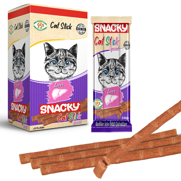 Snacky Kedi Stick Ödül Ciğerli 3*5 gr-50 Adet Snacky Kedi Stick Ödül Ciğerli 3*5 gr-50 Adet