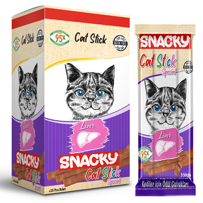 Snacky Kedi Stick Ödül Ciğerli 3*5 gr-50 Adet - Thumbnail