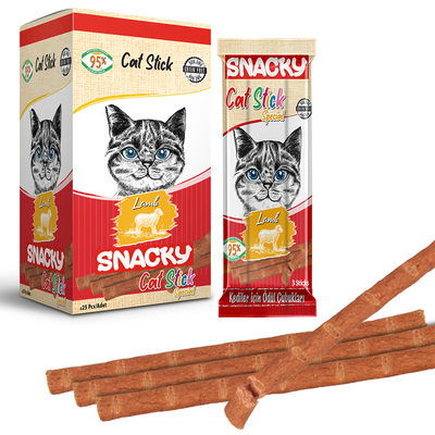 Snacky - Snacky Kedi Stick Ödül Kuzulu 3*5 gr-50 Adet Snacky - Snacky Kedi Stick Ödül Kuzulu 3*5 gr-50 Adet