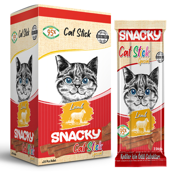 Snacky Kedi Stick Ödül Kuzulu 3*5 gr-50 Adet Snacky Kedi Stick Ödül Kuzulu 3*5 gr-50 Adet