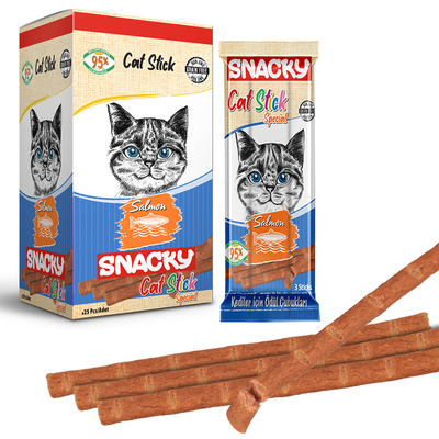 Snacky - Snacky Kedi Stick Ödül Somonlu 3*5 gr-50 Adet Snacky - Snacky Kedi Stick Ödül Somonlu 3*5 gr-50 Adet