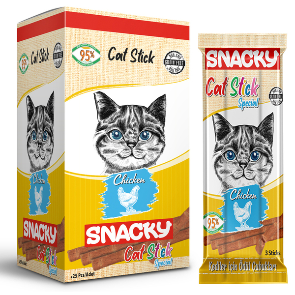 Snacky Kedi Stick Ödül Tavuklu 3*5 gr-50 Adet Snacky Kedi Stick Ödül Tavuklu 3*5 gr-50 Adet