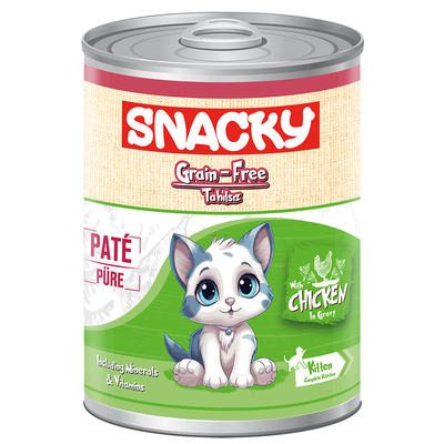 Snacky - Snacky Tahılsız 400 gr Pate/Konserve Tavuklu Yavru Kedi 12'li