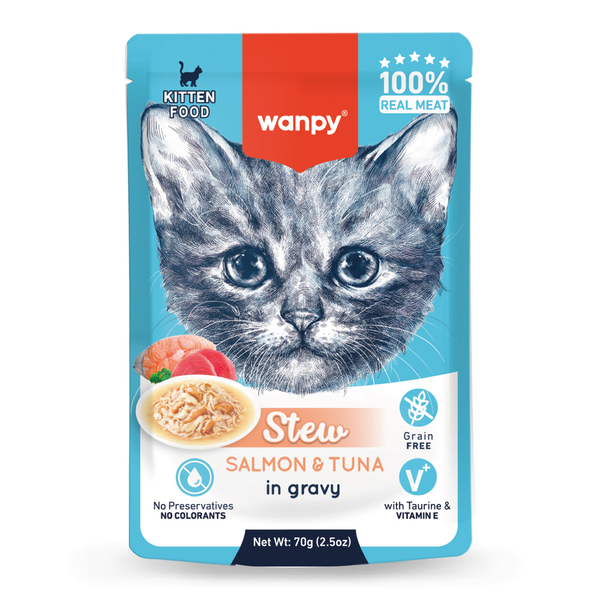 Wanpy 70g Pouch Somon&Ton Balıklı Yaş Kedi Maması 10 Adet Wanpy 70g Pouch Somon&Ton Balıklı Yaş Kedi Maması 10 Adet