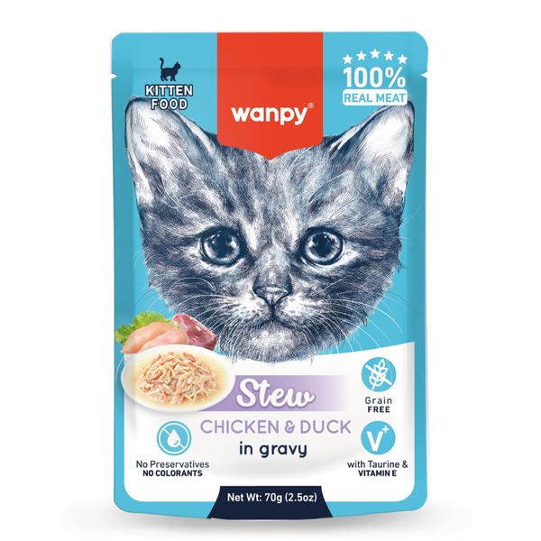 Wanpy 70g Pouch Tavuk&Ördek Yaş Kedi Maması 10 Adet Wanpy 70g Pouch Tavuk&Ördek Yaş Kedi Maması 10 Adet