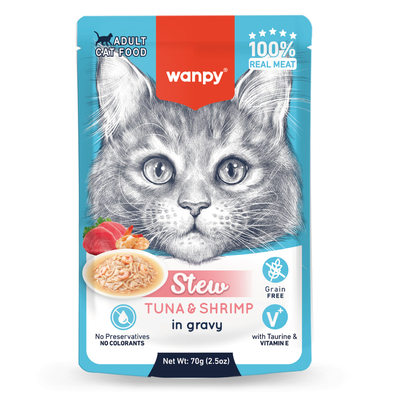 Wanpy - Wanpy 70g Pouch Ton Balık&Karidesli Yaş Kedi Maması 10 Adet Wanpy - Wanpy 70g Pouch Ton Balık&Karidesli Yaş Kedi Maması 10 Adet