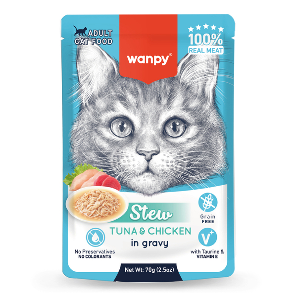 Wanpy 70g Pouch Ton Balık&Tavuklu Yaş Kedi Maması 10 Adet Wanpy 70g Pouch Ton Balık&Tavuklu Yaş Kedi Maması 10 Adet
