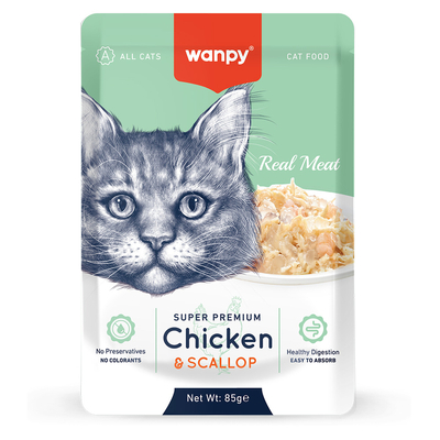 Wanpy - Wanpy 85 gr Pouch Tavuklu & Deniz Taraklı Yaş Kedi Maması 12 Adet Wanpy - Wanpy 85 gr Pouch Tavuklu & Deniz Taraklı Yaş Kedi Maması 12 Adet