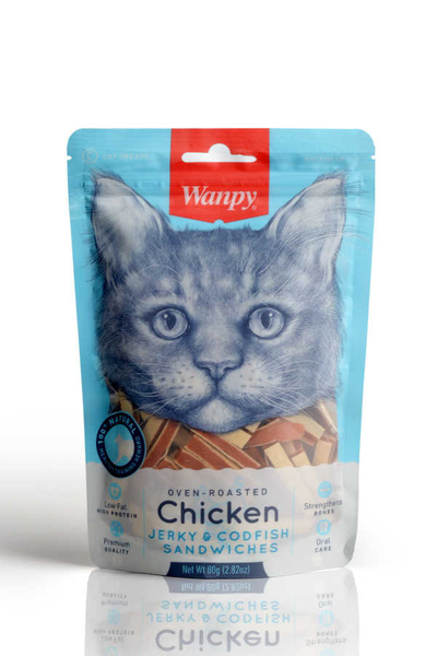 Wanpy Oven Roasted Tavuklu Morina Balıklı Sandviç 80 gr Kedi Ödülü Wanpy Oven Roasted Tavuklu Morina Balıklı Sandviç 80 gr Kedi Ödülü
