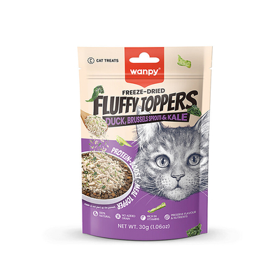 Wanpy - Wanpy Dondurularak Kurutulmuş Fluffy Toppers - Ördek, Brüksel ve Kara Lahana - 30g
