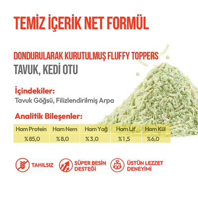 Wanpy Dondurularak Kurutulmuş Fluffy Toppers – Tavuk & Kedi Otu - 30g - Thumbnail