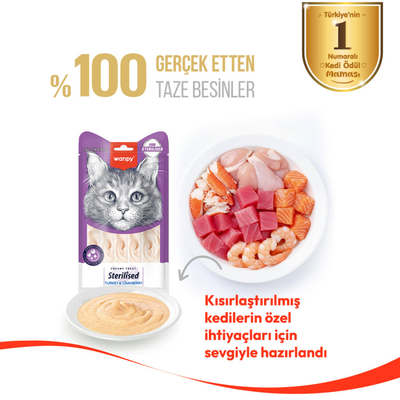 Wanpy Hindi & Kızılcıklı 12’li – Kısırlaştırılmış Kedi Krema Ödülü 5×14 g - Thumbnail