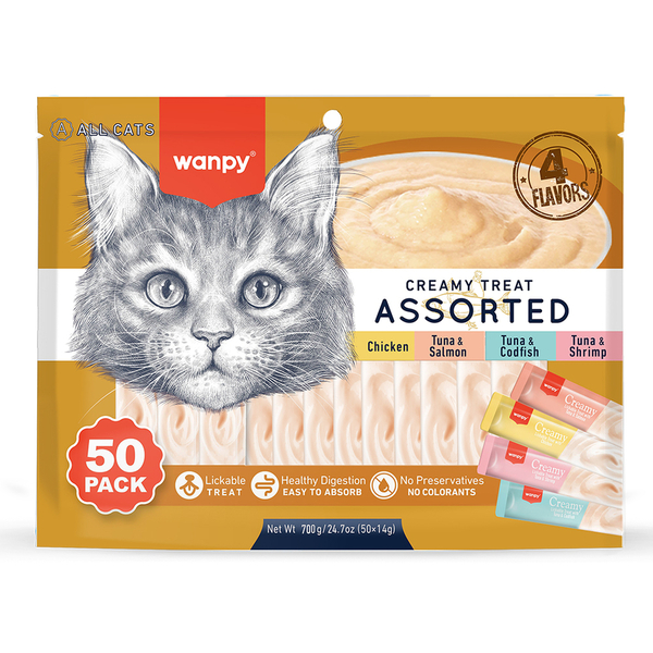 Wanpy Karışık 4 Lezzetli Krema Kedi Ödülü 50*14 gr RAC-MİX Wanpy Karışık 4 Lezzetli Krema Kedi Ödülü 50*14 gr RAC-MİX