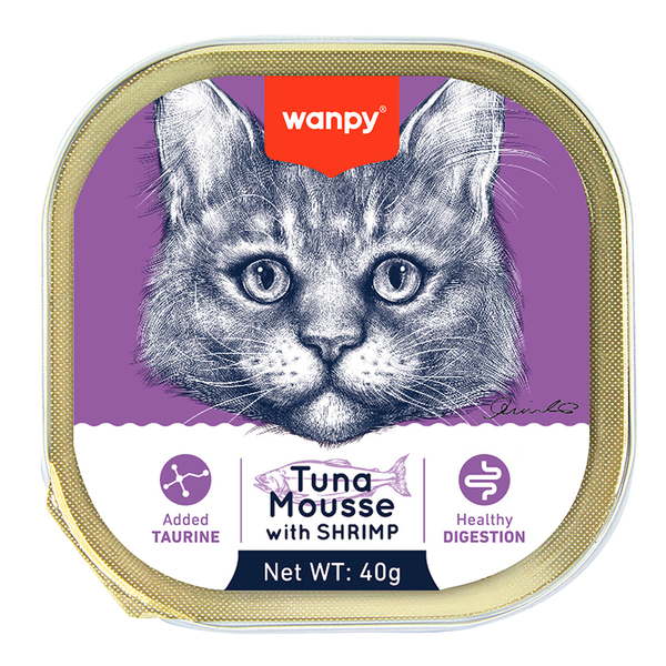 Wanpy Kedi 40g 6'lı Ton Balıklı & Karidesli Alutray Yaş Mama Wanpy Kedi 40g 6'lı Ton Balıklı & Karidesli Alutray Yaş Mama