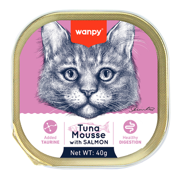 Wanpy Kedi 40g 6'lı Ton Balıklı & Somonlu Alutray Yaş Mama Wanpy Kedi 40g 6'lı Ton Balıklı & Somonlu Alutray Yaş Mama