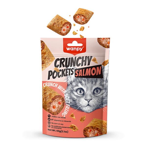 Wanpy Kedi Crunch Ödül Somon & Havyar 60g - 10'lu