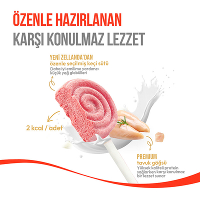 Wanpy Kediler İçin Dondurularak Kurutulmuş Lolipop - Kızılcık - 1.4 g*10'lu - Thumbnail