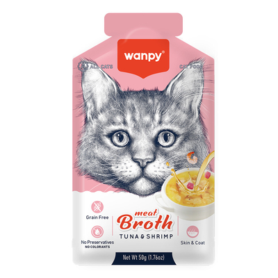 Wanpy - Wanpy Kediler için Karidesli Ton Balığı Eti Çorbası 50g x12 Adet Wanpy - Wanpy Kediler için Karidesli Ton Balığı Eti Çorbası 50g x12 Adet