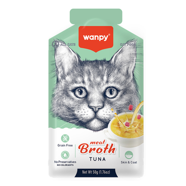 Wanpy Kediler için Ton Balığı Eti Çorbası 50g x12 Adet Wanpy Kediler için Ton Balığı Eti Çorbası 50g x12 Adet