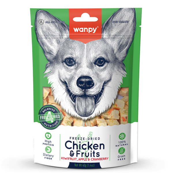 Wanpy Köpek Dondurularak Kurutulmuş Tavuk&Meyve 40g Wanpy Köpek Dondurularak Kurutulmuş Tavuk&Meyve 40g