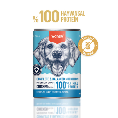 Wanpy - Wanpy Tahılsız Köpek %100 Gerçek Et 375 gr Tavuklu Konserve 12 Adet