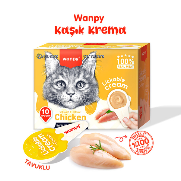 Wanpy Tavuklu 10*16 gr Kaşıklı Kedi Ödül Kreması