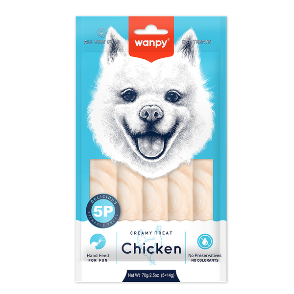 Wanpy Tavuklu 12'li Krema Köpek Ödülü 5x14g RA-58 Wanpy Tavuklu 12'li Krema Köpek Ödülü 5x14g RA-58