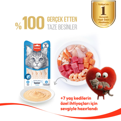 Wanpy Ton Balıklı 12’li – 7+ Yaş Kedi Krema Ödülü 5×14 g - Thumbnail